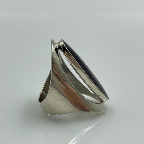 SOLD Vintage Purple Resin Enamel Oversized Space Sterling Silver SIZE 7 Ring - Picture 4 of 6